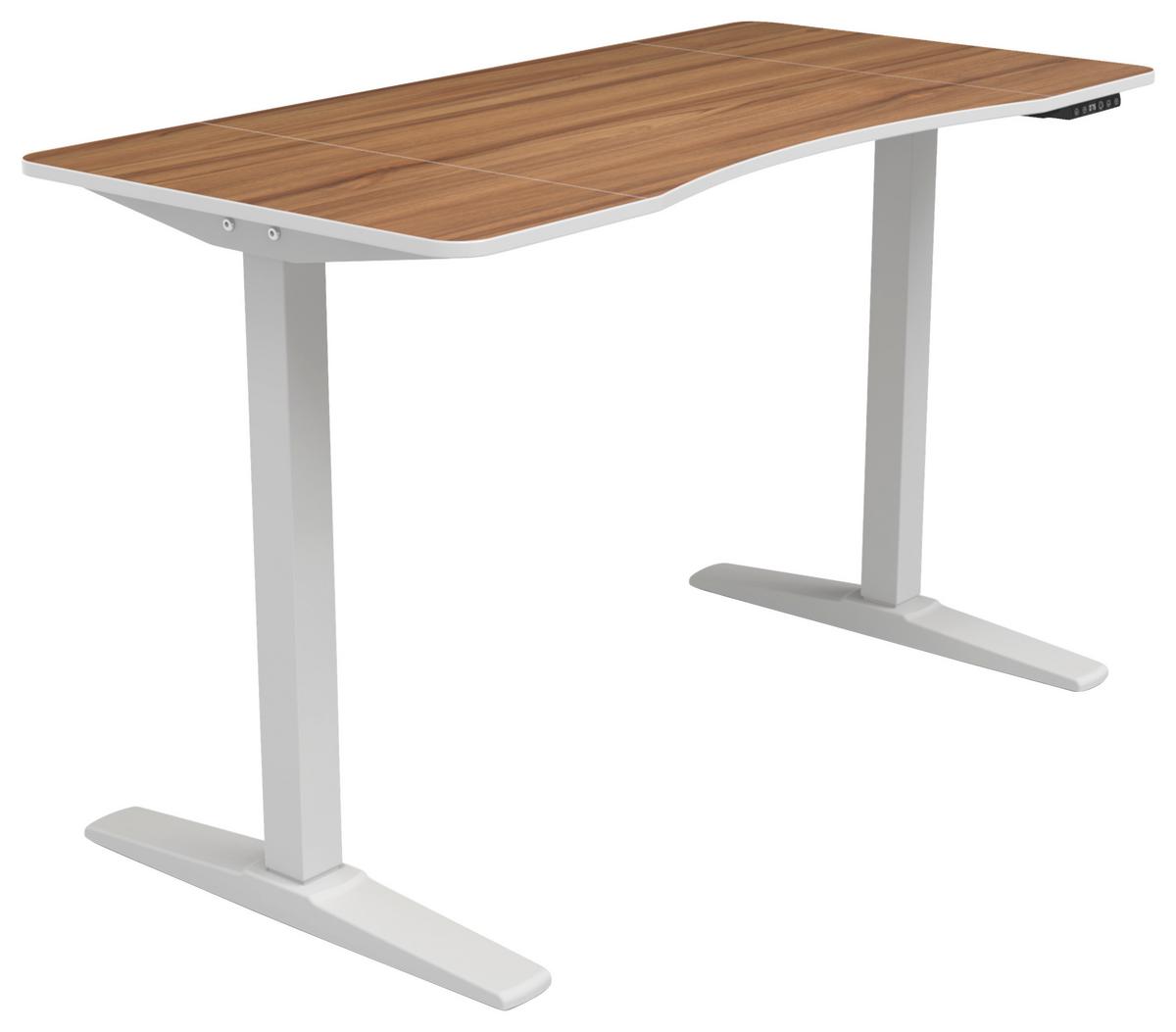 BIURKO MENTON - biały/kolor orzecha włoskiego, Modern, materiał drewnopochodny/tworzywo sztuczne (120/75-120/70cm) - MID.YOU