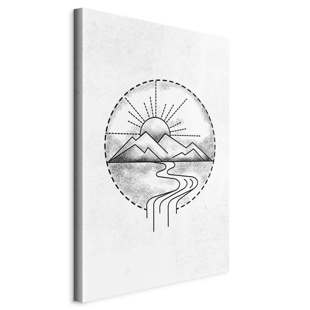 Vászonkép Mountain Drawing - fekete/szürkésfehér, Basics, faalapú anyag/textil (40/60/1.2cm) - artgeist