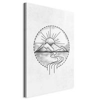 Vászonkép Mountain Drawing - fekete/szürkésfehér, Basics, faalapú anyag/textil (40/60/1.2cm) - artgeist