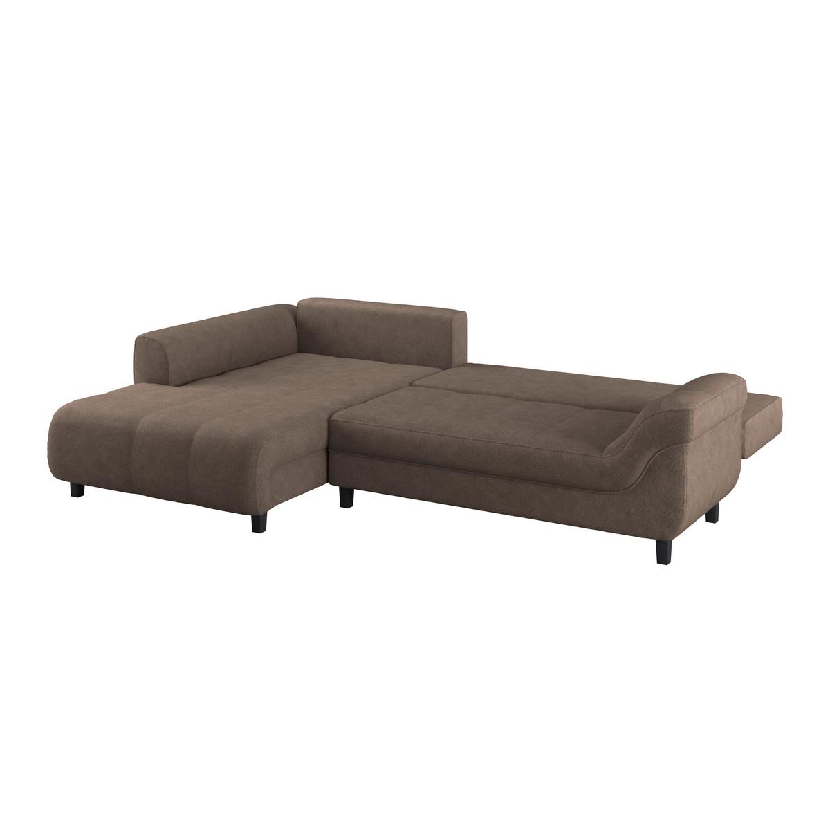 Kutna Garnitura Mendoza - tamno smeđa/crna, Design, tekstil/drvo (197/309cm) - Modern Living