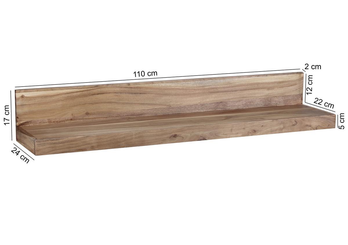 Stenski Regal Mumbai - barve akacije, Moderno, les (110/17/24cm) - MID.YOU