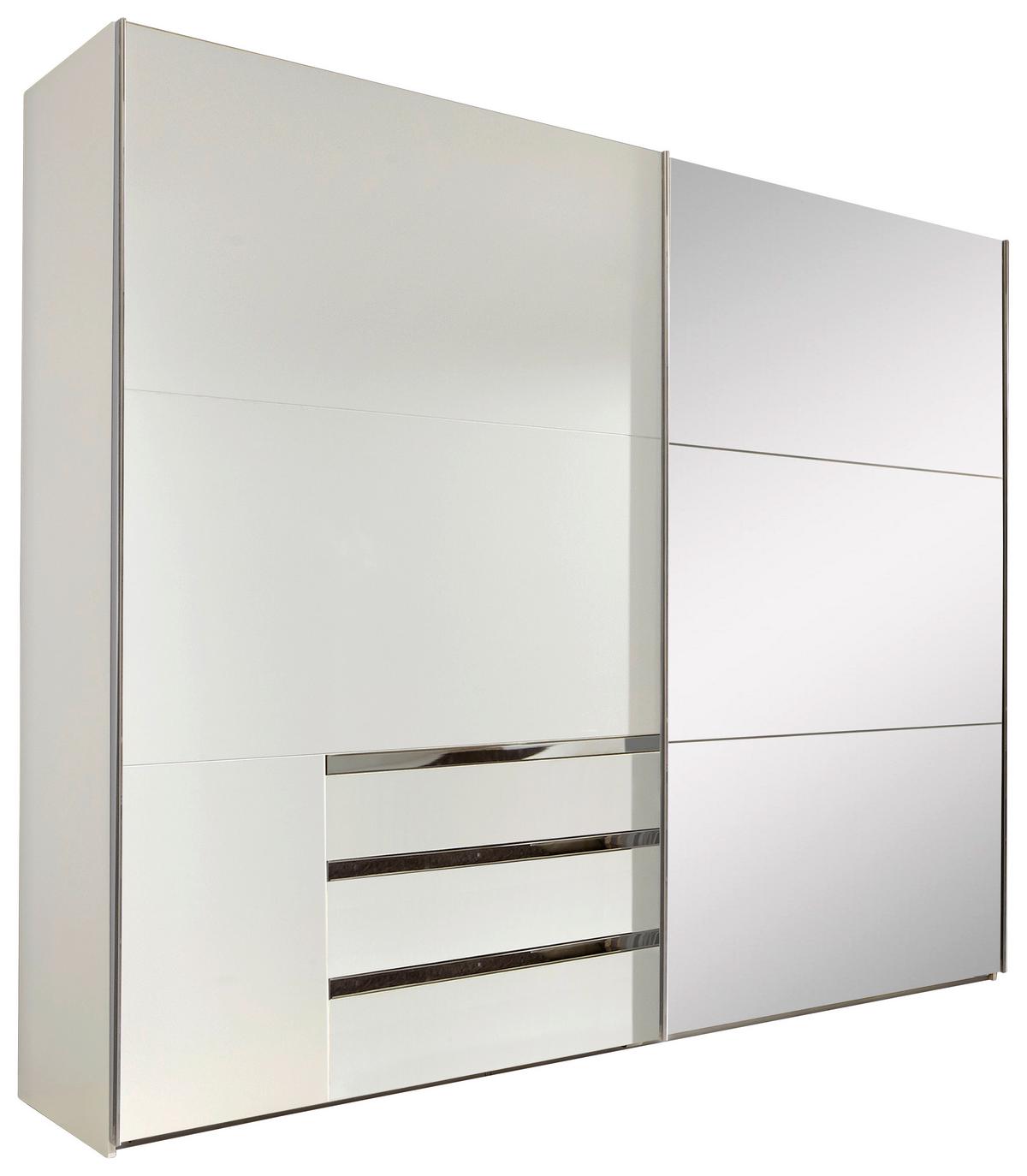 Ormar S Kliznim Vratima Level 36a - bijela/boje kroma, Moderno, staklo/drvni materijal (200/216/65cm) - Modern Living