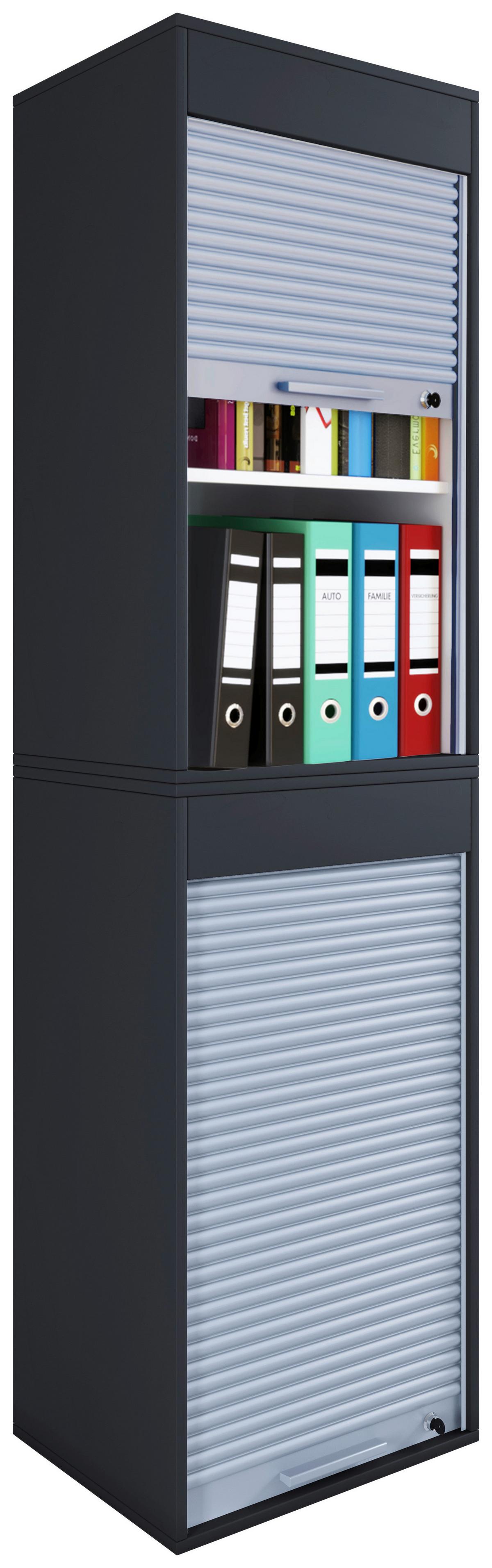 Pisarniška Omara Aktos Xl, Črna, Siva - siva/črna, Moderno, umetna masa/leseni material (50/186/40cm) - MID.YOU