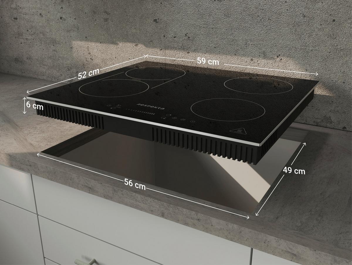 Backofenset Adrian Induktion autark 3.250 Watt Schwarz - Schwarz, Basics, Glas/Metall (59,5/59,5/57,5cm) - Respekta