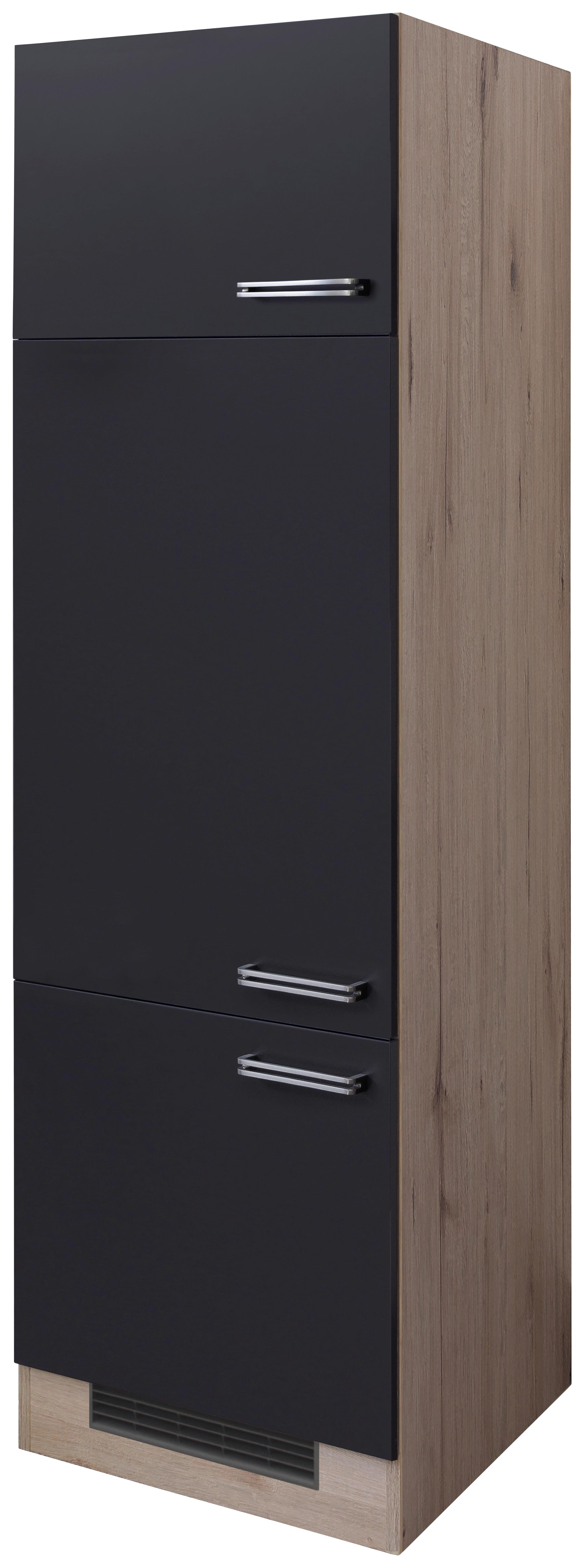 Geräteumbauschrank Anthrazit/Eiche - Edelstahlfarben/Eichefarben, MODERN, Holzwerkstoff/Metall (60/200/57cm) - FlexWell