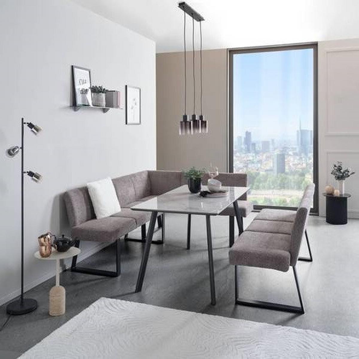 ŁAWKA NAROŻNA TAMPA - czarny/szary, Modern, metal/tkanina (202/160cm) - MID.YOU