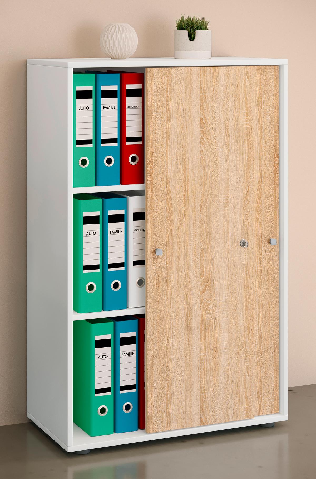 AKTENSCHRANK LONA XL - Weiss/Sonoma Eiche, Design, Holzwerkstoff (70/110/39cm) - MID.YOU