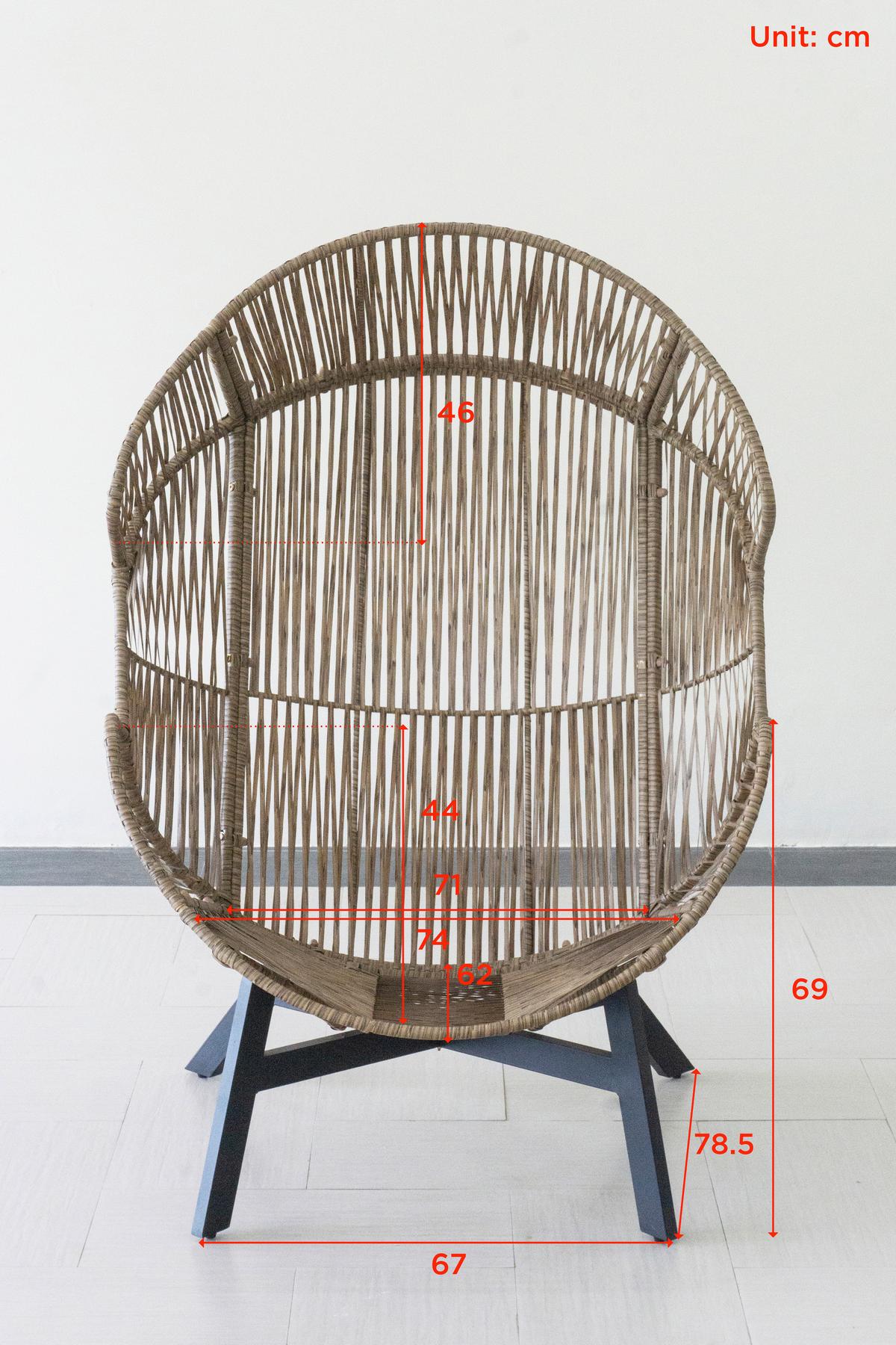 FOTEL TARASOWY WILLI SCHWARZ - kolor naturalny/czarny, Design, tworzywo sztuczne/metal (96/140/101cm) - Ambia Garden