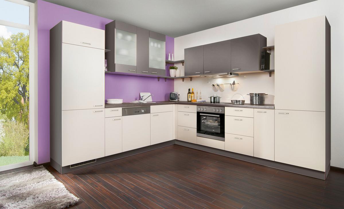 Eckküche Win o. Geräte ca. 275x315cm Magnolie - Edelstahlfarben/Anthrazit, MODERN, Holzwerkstoff/Metall (275/315cm) - Express-Kuechen