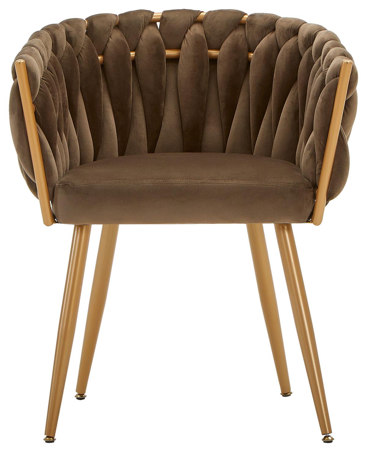 KRZESŁO Z PODŁOKIETNIKAMI WEAVY   -AMBIA HOME- - kolor złoty/brązowy, Lifestyle, metal/tkanina (60/78/55cm) - Ambia Home