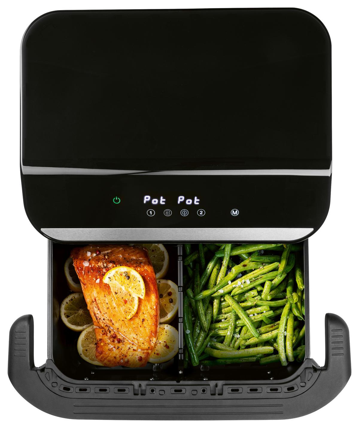 Heißluftfritteuse 19171 Schwarz/Silberfarben max.2400W - Silberfarben/Schwarz, Basics, Kunststoff/Metall (37/47/30cm)