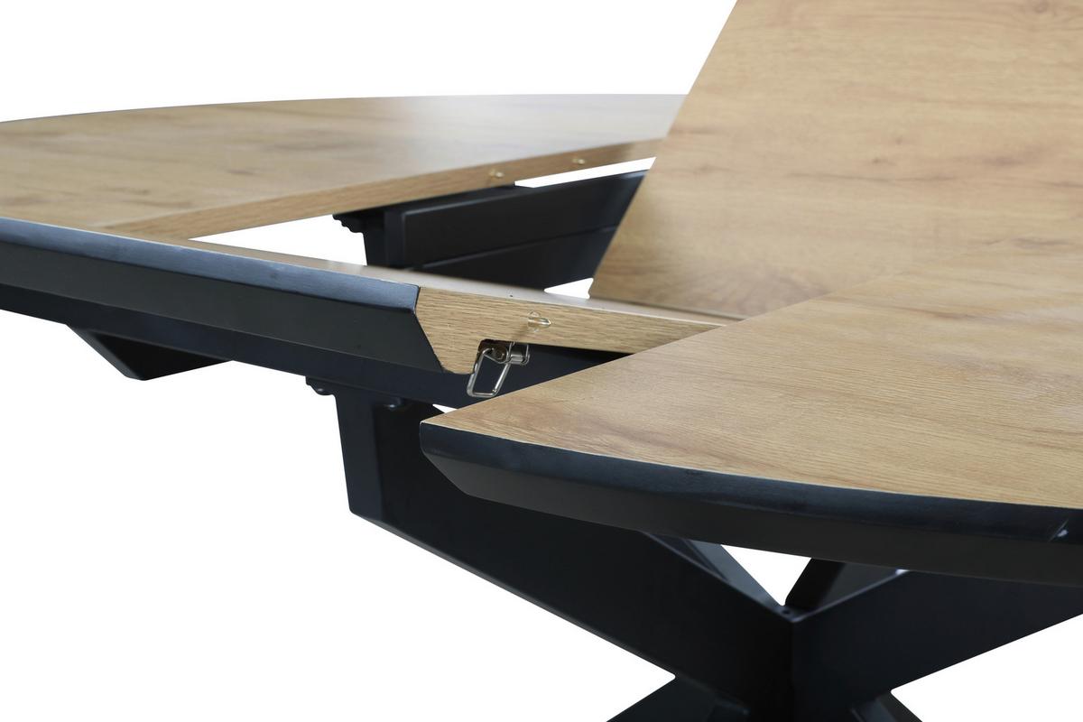 Masa ROTO - culoare lemn stejar/negru, Modern, metal/material pe bază de lemn (120+40/76/120cm) - Mömax