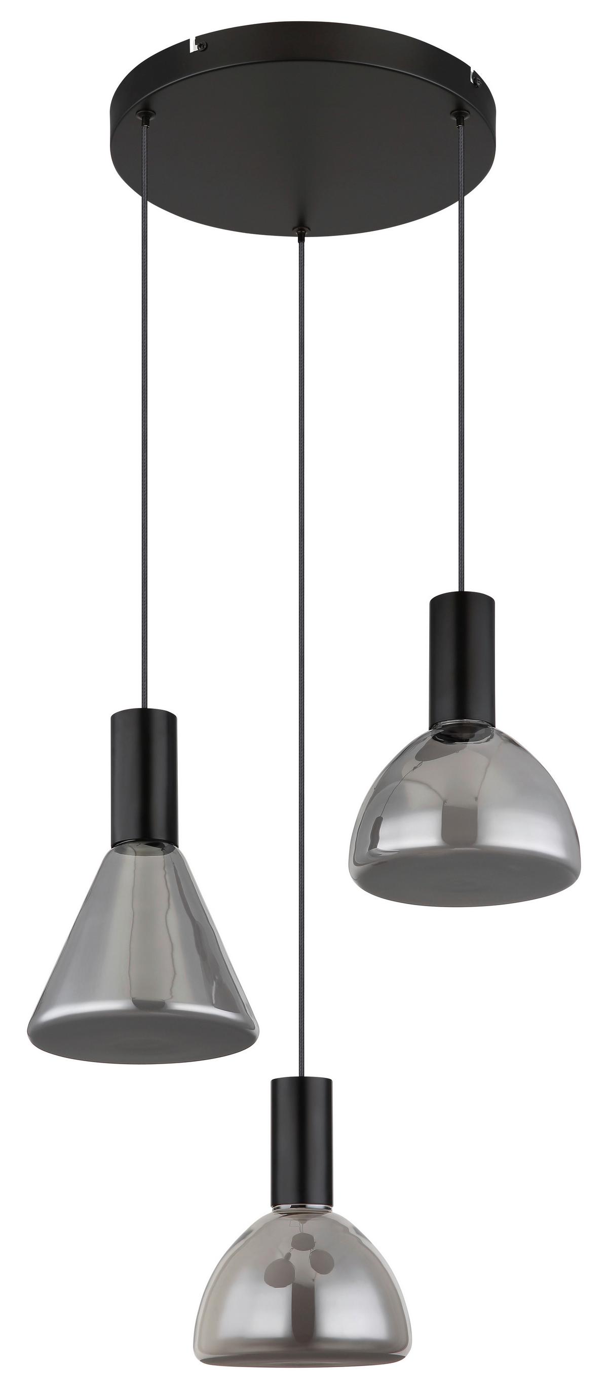 Viseča Led-svetilka 15741-3 Labora - črna, Design, kovina/steklo (42/150cm) - Globo