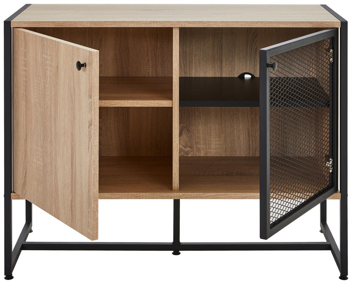 KOMODA SZEROKA MELA SIDEBOARD - czarny/kolor dębu sonoma, Modern, materiał drewnopochodny/metal (100/75/41cm) - P & B