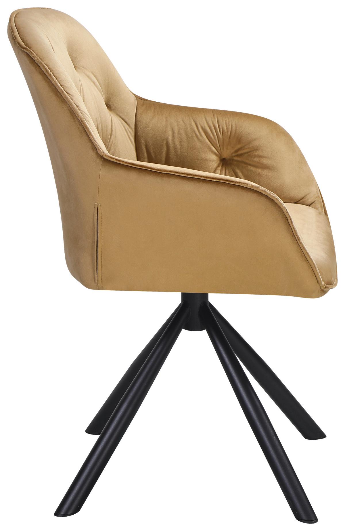 Naslanjač Silvi, Rjava, Žamet, Vrtljiv - črna/rjava, Konvencionalno, kovina/tekstil (62/85/62cm)