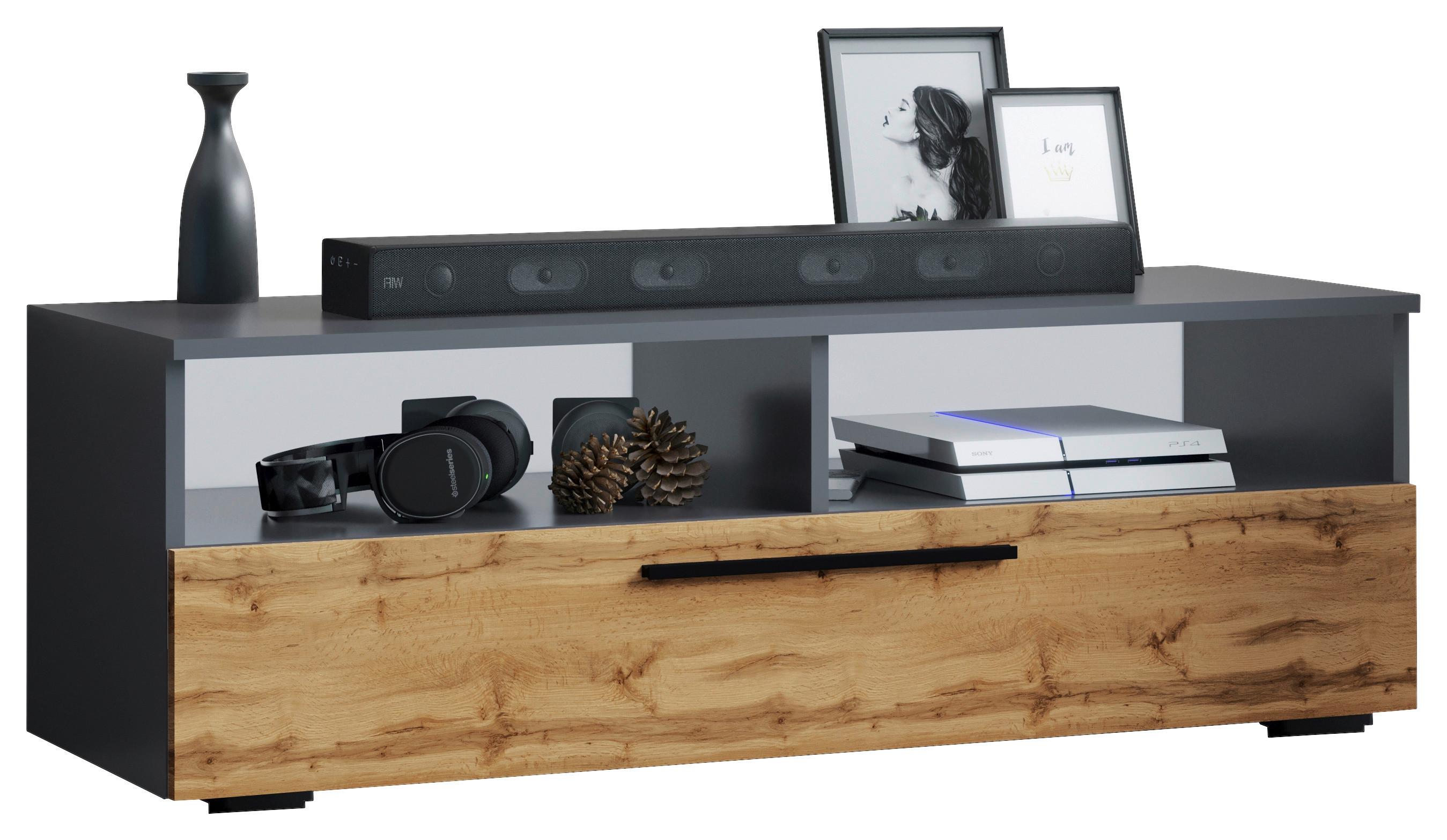 Nizka Omarica Arila, Hrast, Siva - črna/medeni hrast, Moderno, kovina/umetna masa (115/39/40cm) - MID.YOU