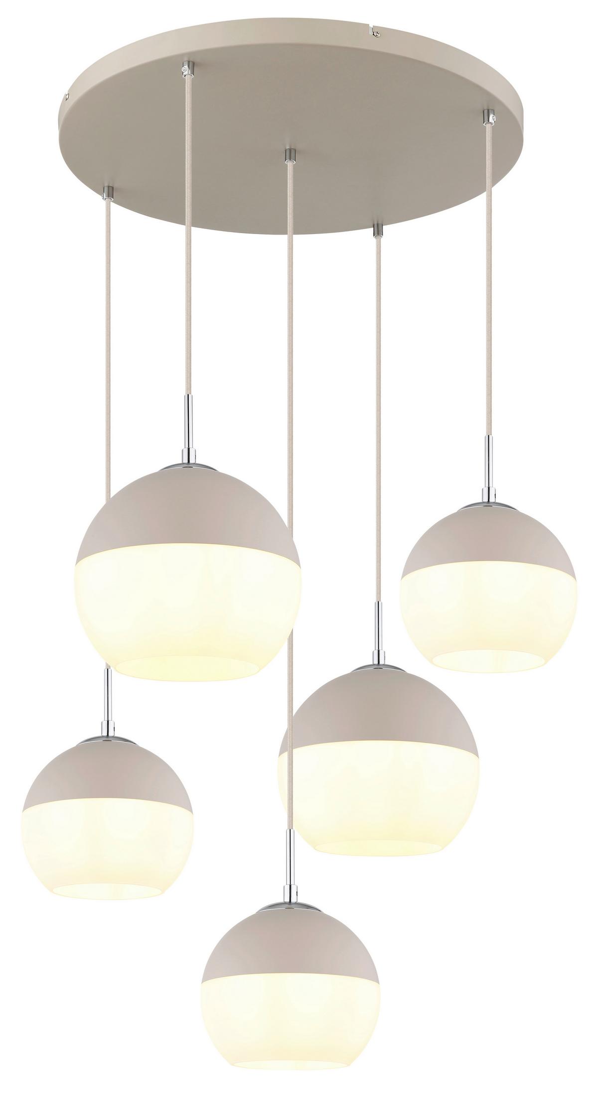 Svjetiljka Viseća 15999-5hr  Ragusa - bijela/boje pijeska, Design, staklo/metal (57/120cm) - Globo