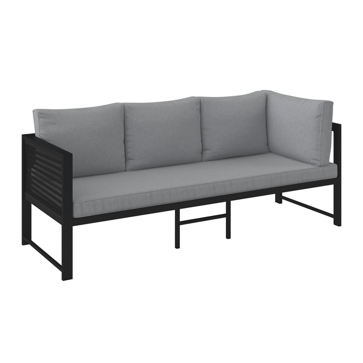 Dining-Loungeset Pergolina Grau Metall/Outdoorstoff - Dunkelgrau/Hellgrau, MODERN, Kunststoff/Textil (194/245cm) - Bessagi Garden