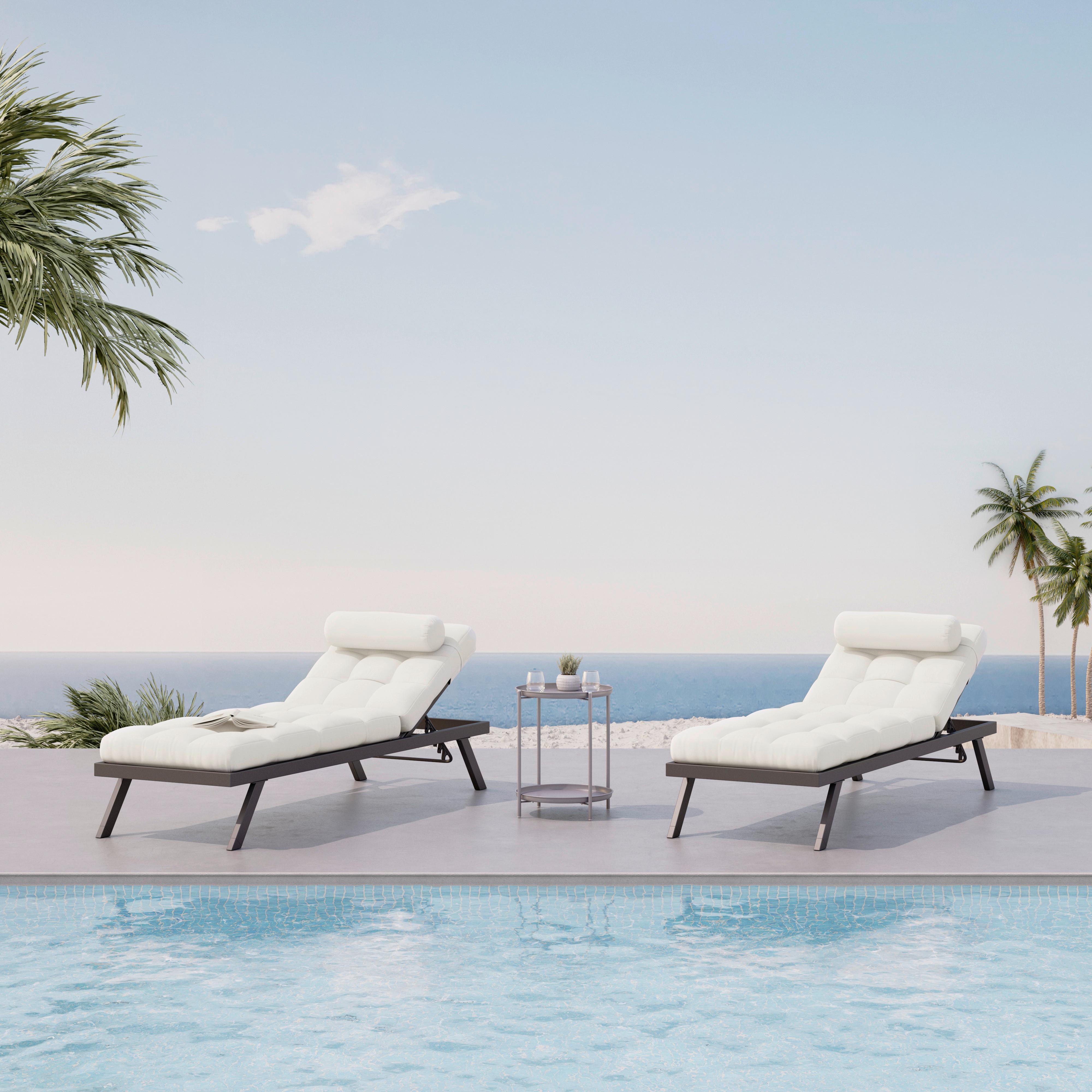 Gartenliege Avola Creme Outdoorstoff/Metall +Abdeckung - Creme/Weiß, MODERN, Textil/Metall (199/31/68cm) - Bessagi Garden