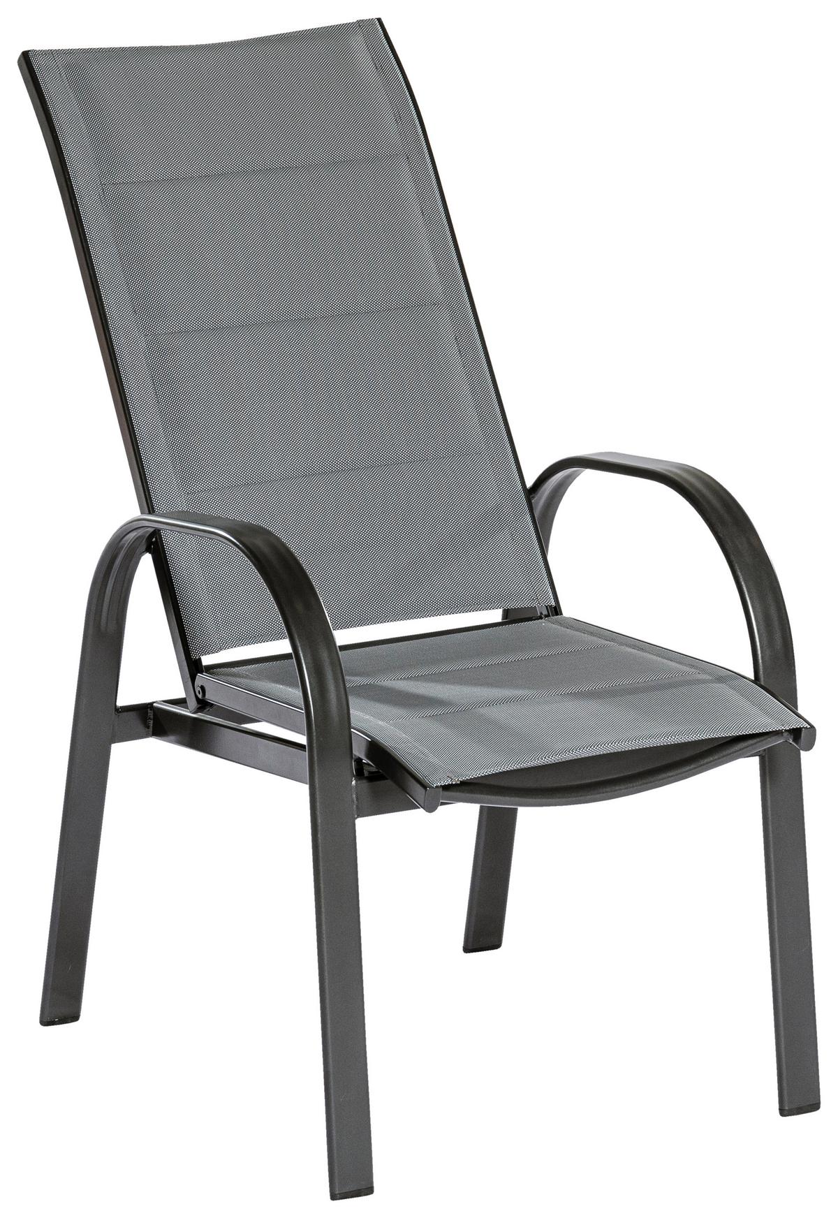 Gartensessel 2er-Set Marini Grau - Graphitfarben/Grau, KONVENTIONELL, Textil/Metall (57/110/73cm) - Gardenson