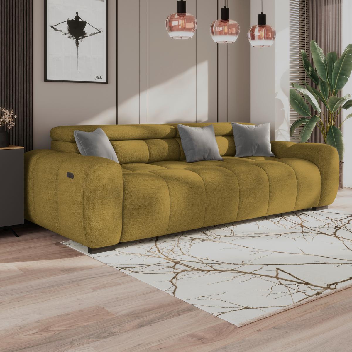 Velika Sofa Bull - boje senfa/crna, Trend, tekstil/plastika (248/77-97/108cm) - Luca Bessoni