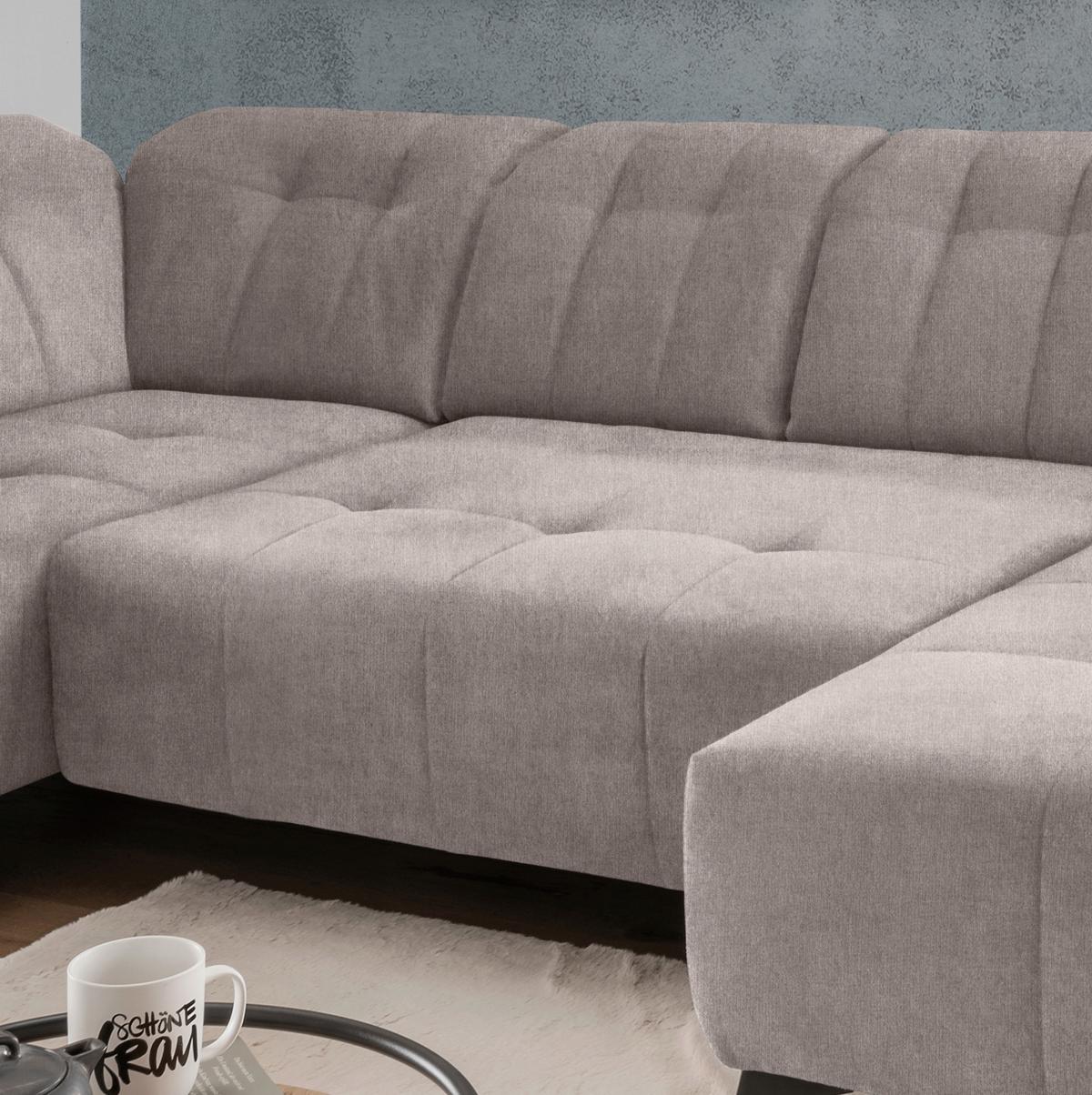 WOHNLANDSCHAFT SANO - Taupe/Schwarz, MODERN, Textil/Metall (200/337/180cm) - Livetastic