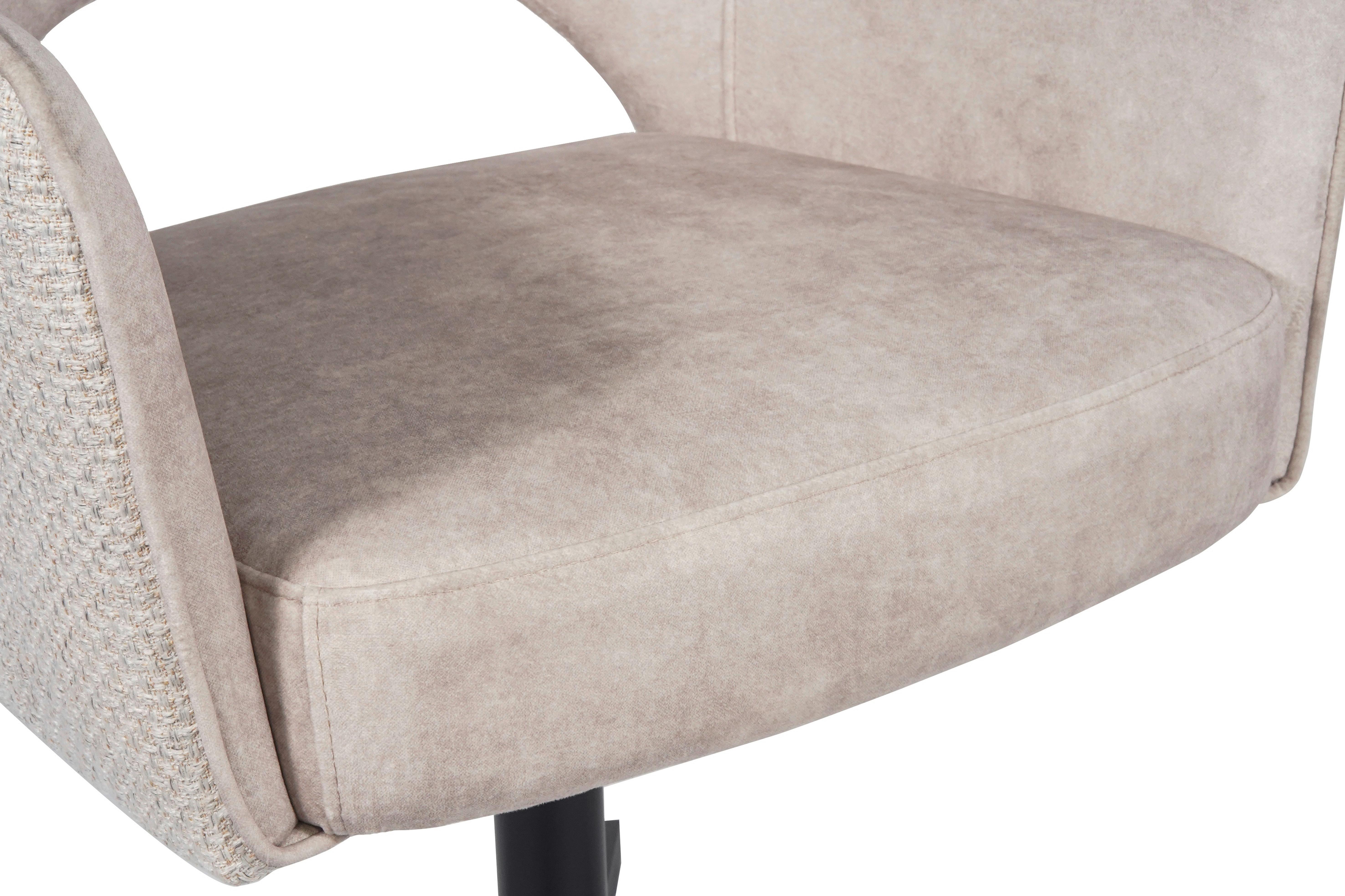 STOL MED ARMSTÖD VALLETTA - svart/cremefärgad, Klassisk, metall/textil (64/85/61cm) - Premium Living