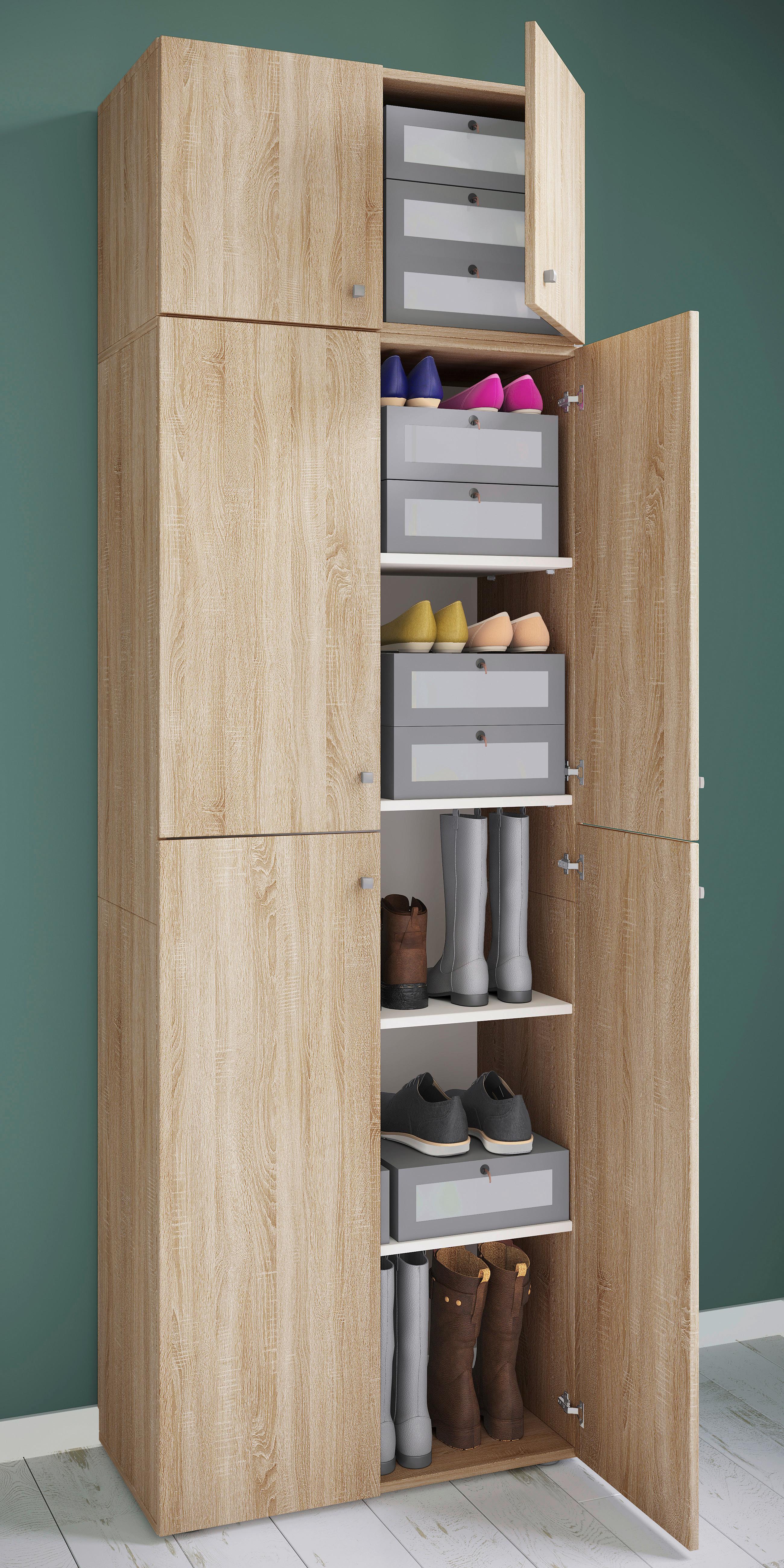 Schuhschrank Lona XXL ca.70x223x39cm Eiche Dekor - Schwarz/Grau, KONVENTIONELL, Holzwerkstoff/Kunststoff (70/223/39cm) - MID.YOU