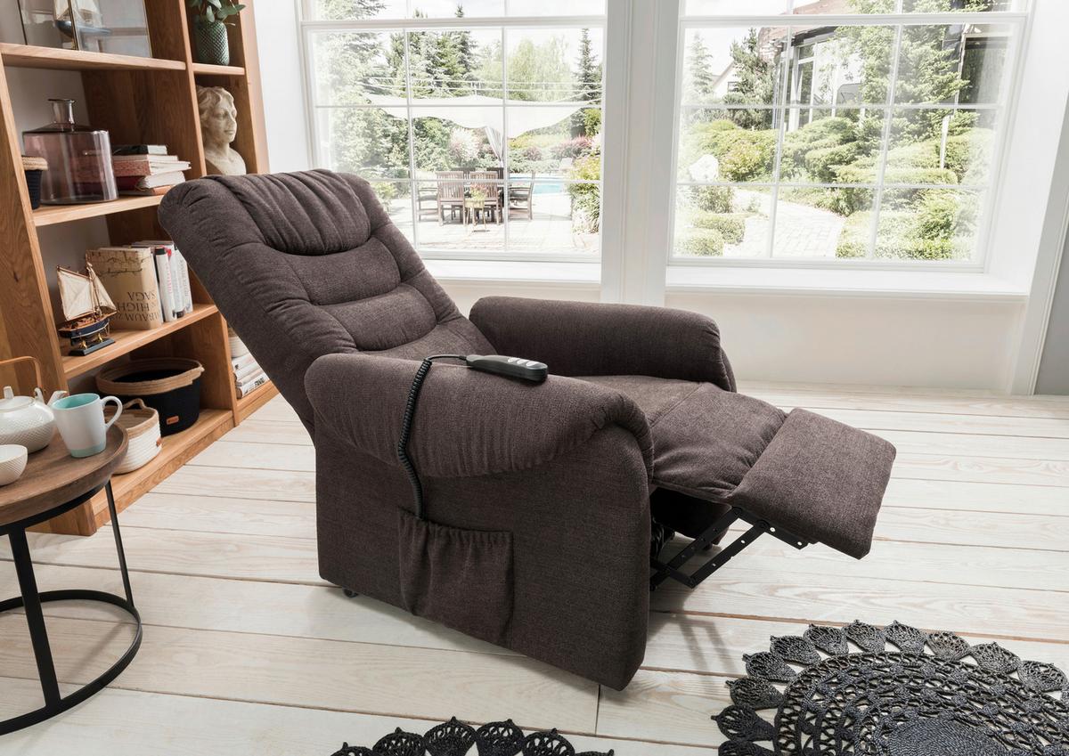 Fernsehsessel Nino Dunkelbraun Nylon/Struktur - Dunkelgrün/Dunkelbraun, Design, Holz/Kunststoff (76/106/94cm) - Livetastic