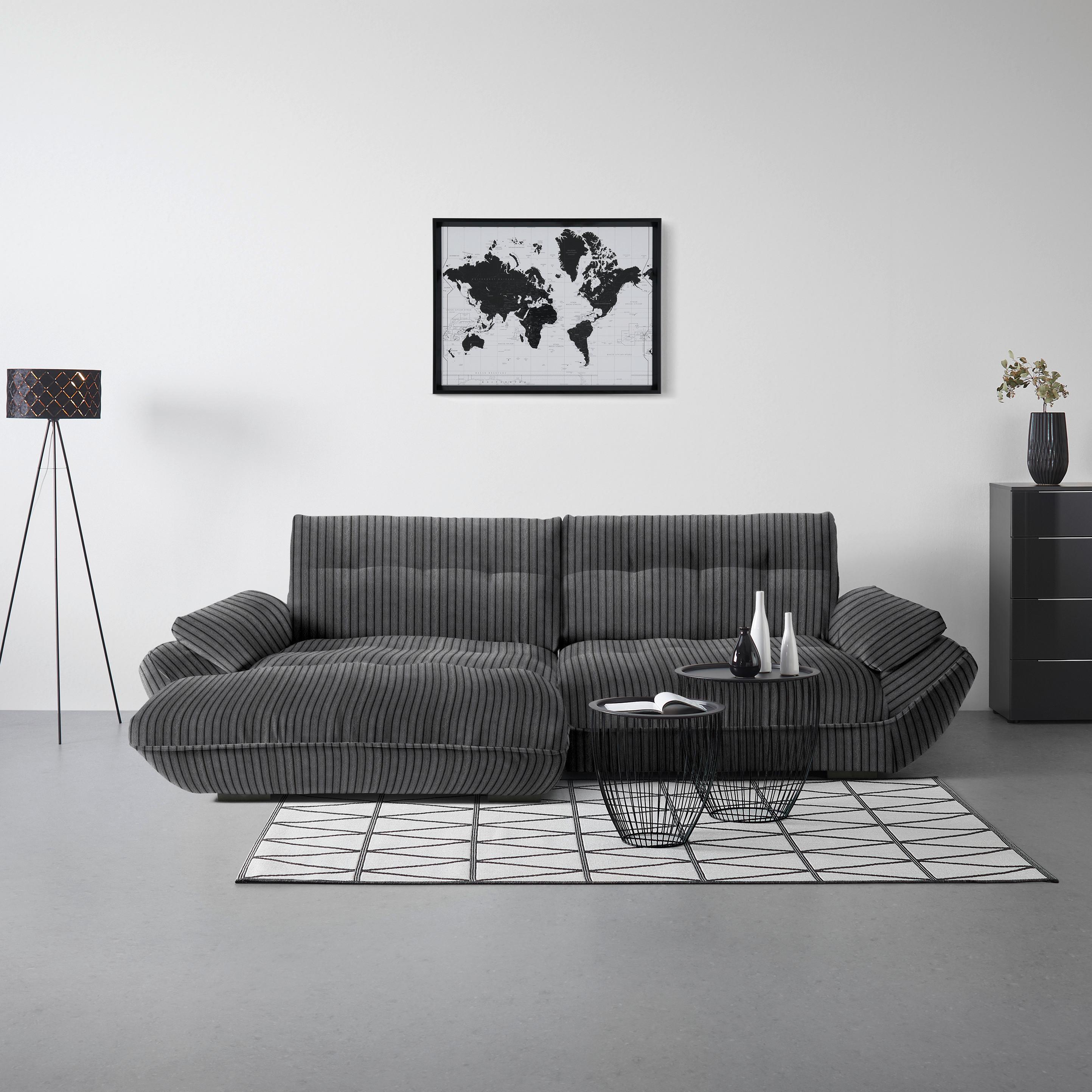 Wohnlandschaft Vivo Anthrazit - Anthrazit/Schwarz, MODERN, Kunststoff/Textil (179/63/317cm) - Premium Living