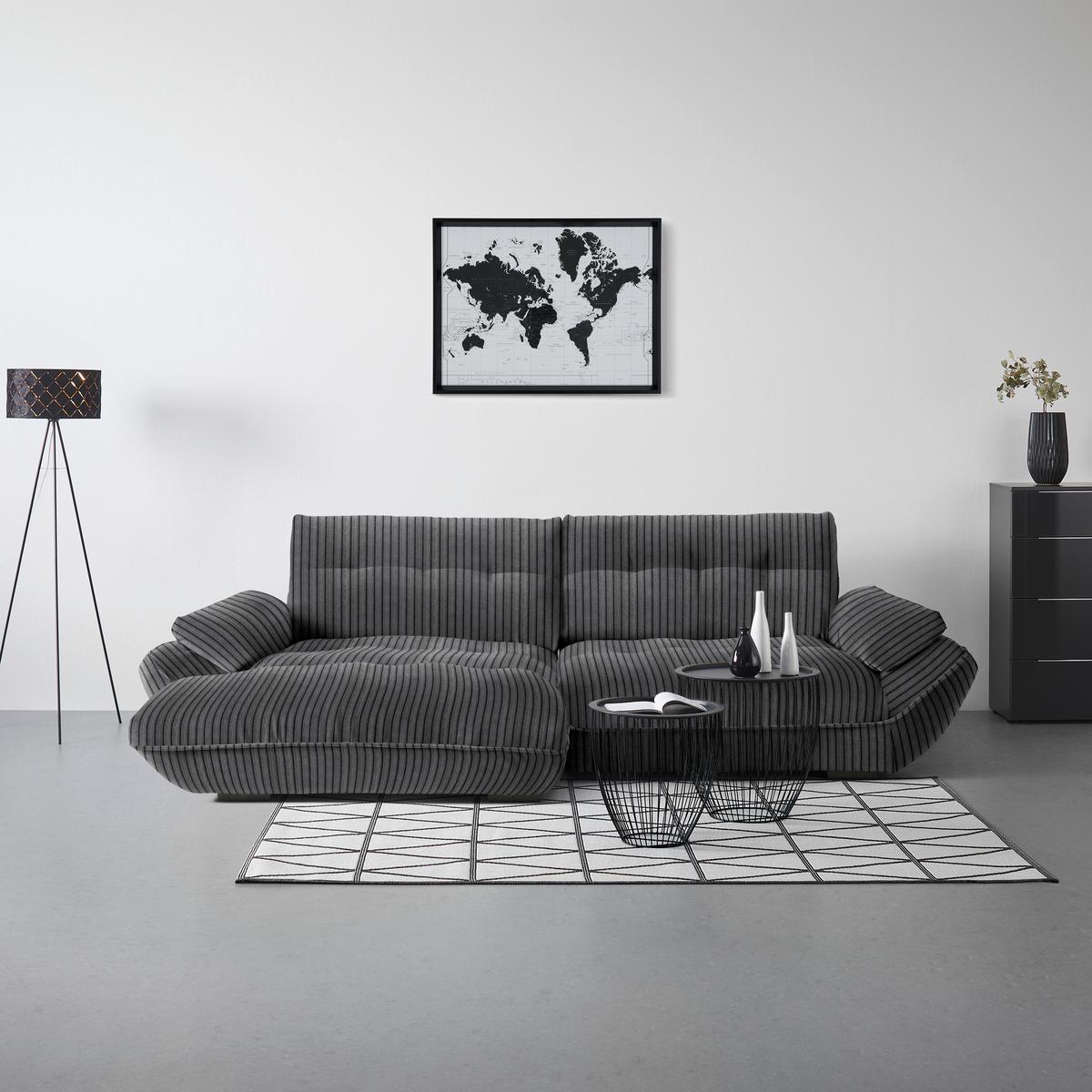 Wohnlandschaft Vivo Anthrazit - Anthrazit/Schwarz, MODERN, Kunststoff/Textil (179/63/317cm) - Premium Living