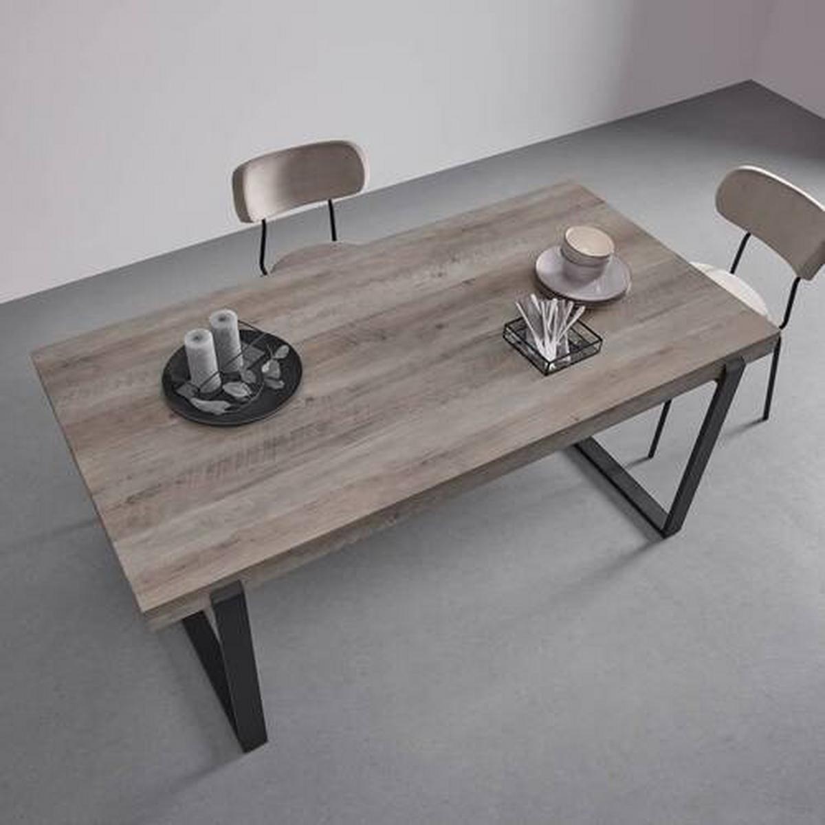 STÓŁ DO JADALNI MILA - kolor dębowy/czarny, Modern, metal (180/90/76cm) - Bessagi Home