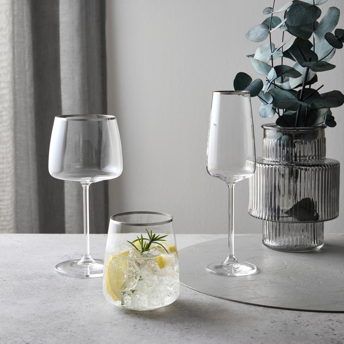 Rotweinglas Platin Klar ca. 420ml - Klar, ROMANTIK / LANDHAUS, Glas (0,42l)