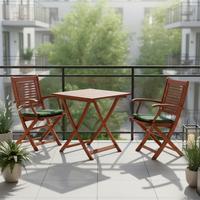 Gartentischgruppe Cordoba Holz/Grün - Eukalyptusholzfarben/Grün, KONVENTIONELL, Holz/Textil - Gardenson