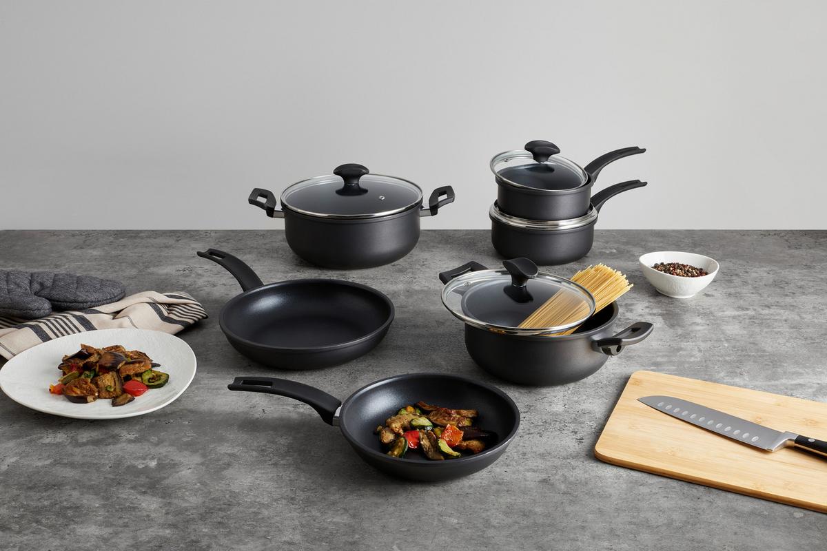 Set Posod Steffi - črna/prozorno, Konvencionalno, kovina/steklo - Mömax