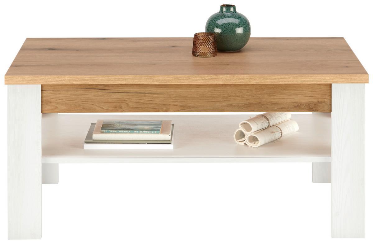 Klubska Miza Rovigio, Barva Macesna, Bela - bela/barve macesna, Konvencionalno, leseni material (110/50/60cm) - Landscape