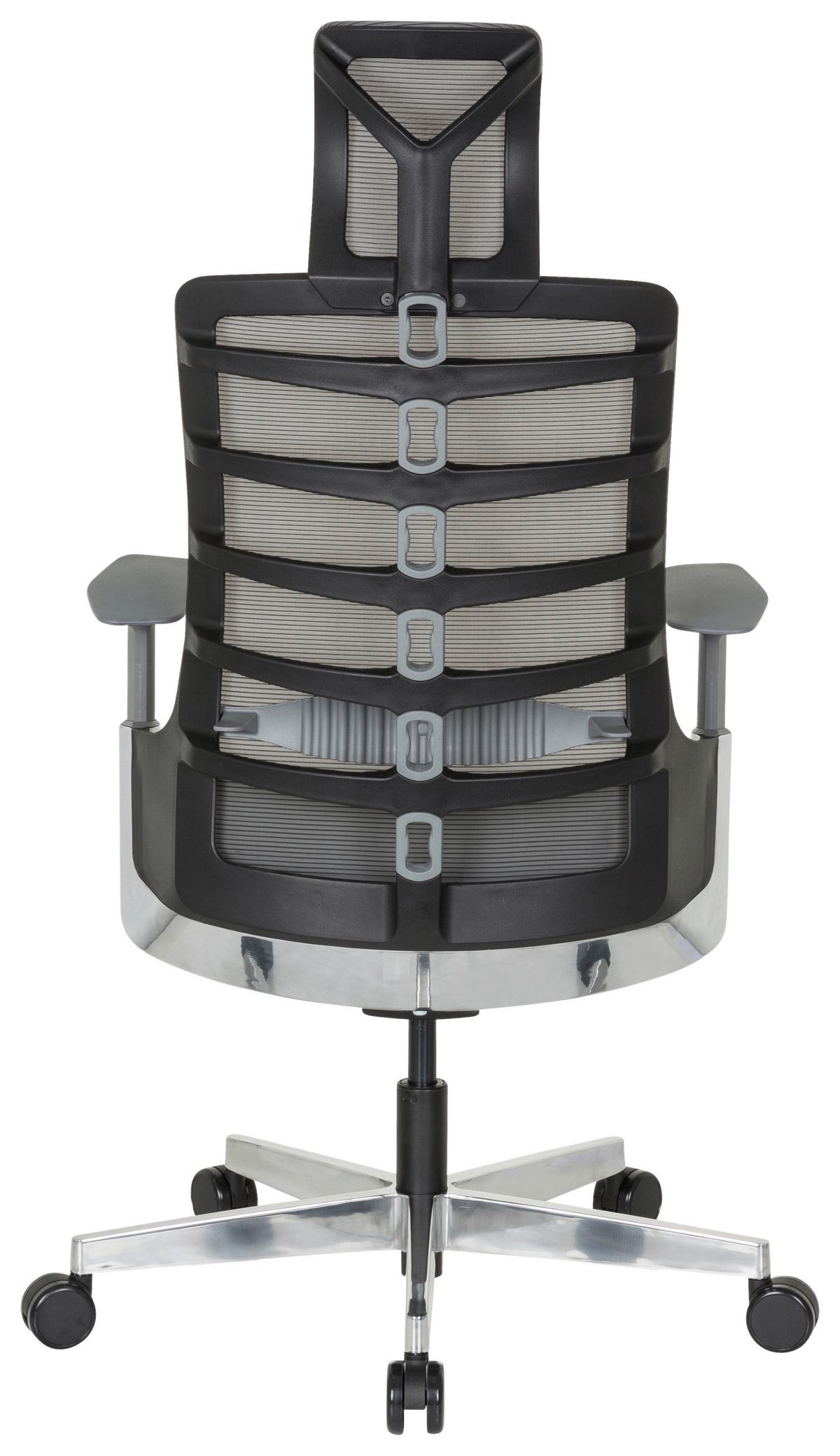 Drehstuhl Skarif Grau/Schwarz - Schwarz/Alufarben, MODERN, Kunststoff/Textil (64/128/62cm) - MID.YOU