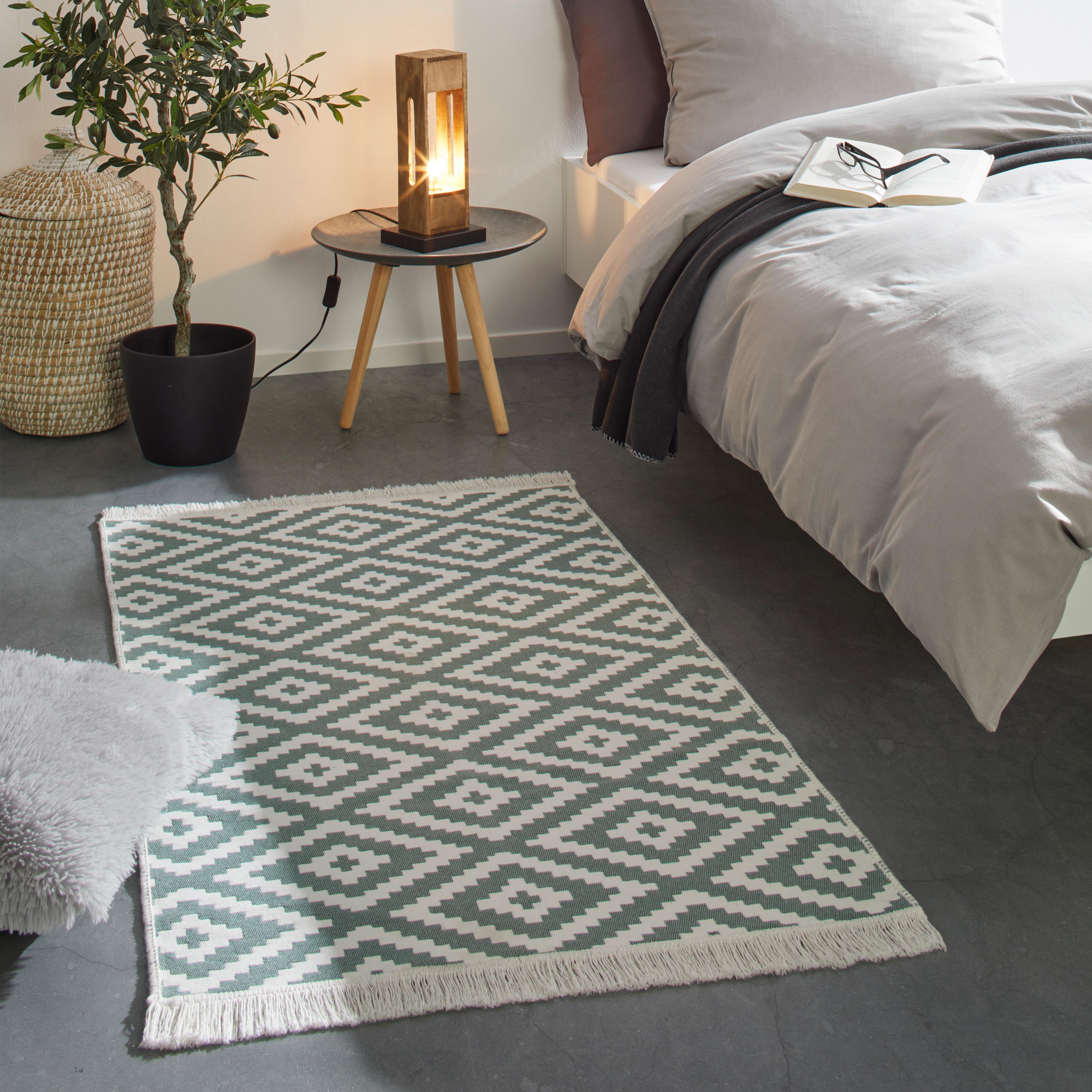 HANDVÄVD MATTA INAYA 1 - vit/grön, Modern, textil (80/150cm) - Mömax