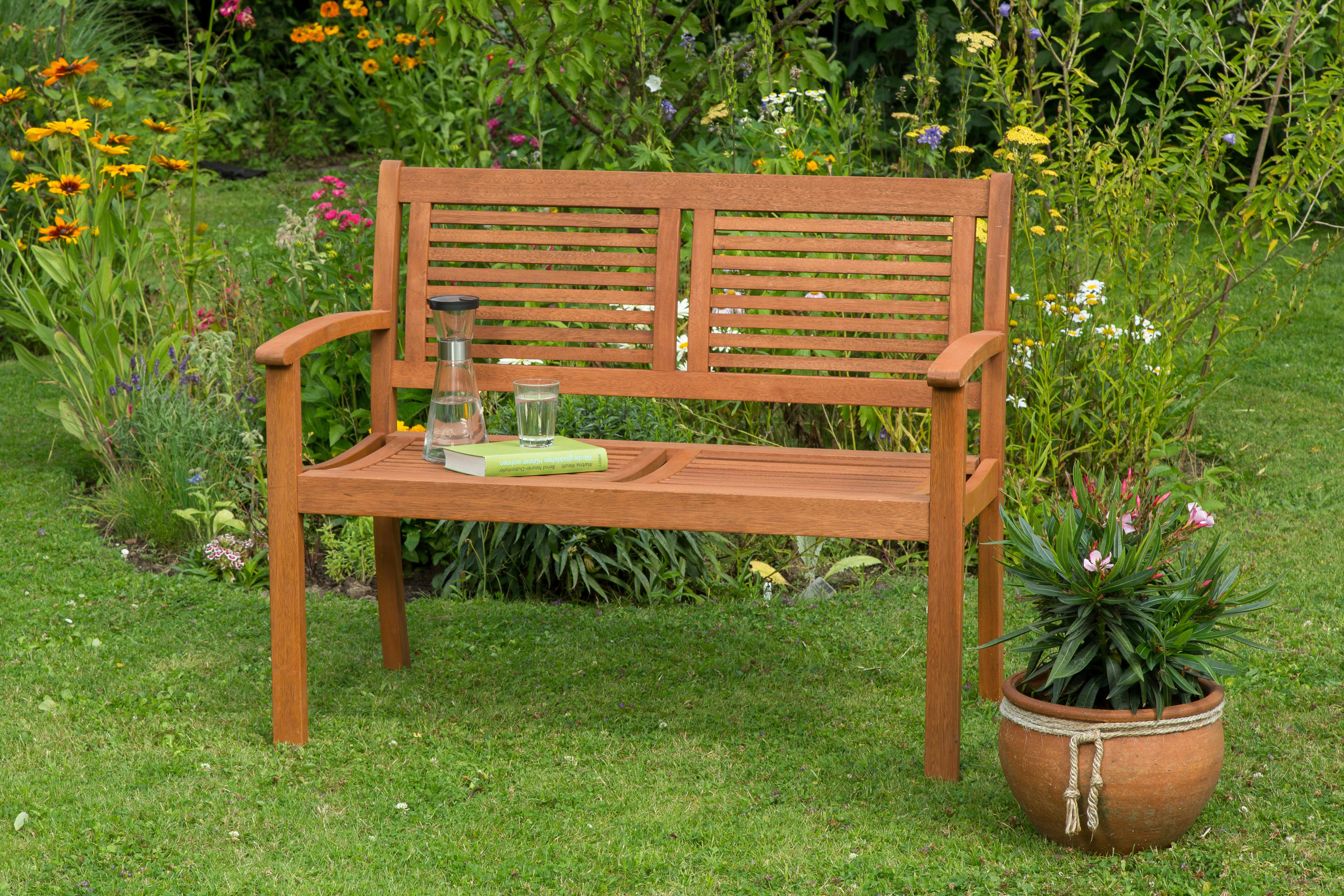 Gartenbank "Cordoba" aus Eukalyptus, natur - Naturfarben, Basics, Holz (110/90/58cm) - Gardenson