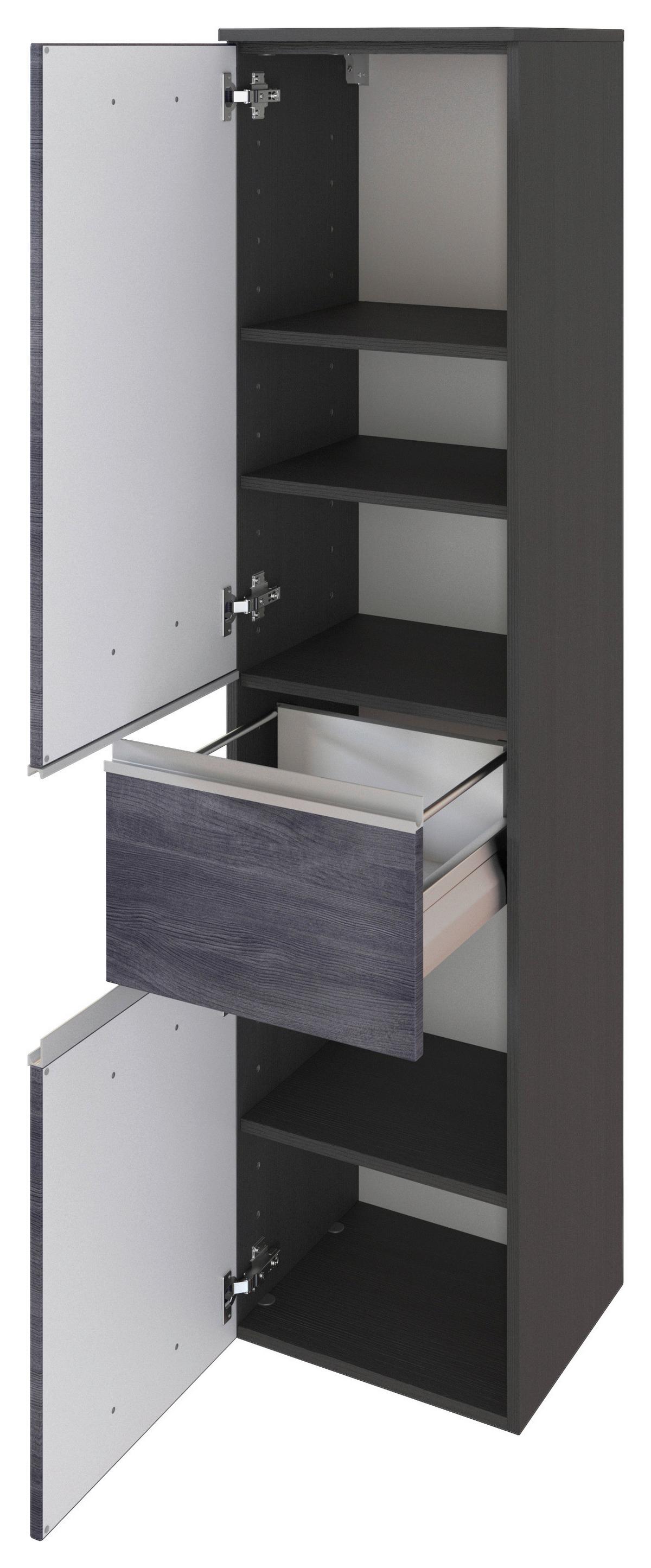 Midischrank Arezzo ca. 40x154 cm Grau - Silberfarben/Alufarben, Basics, Holzwerkstoff/Kunststoff (40/154/35cm) - Held