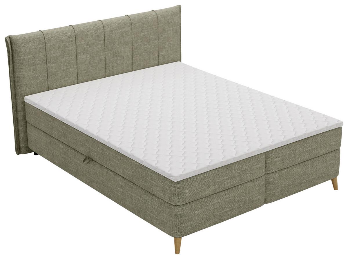 Boxbett Veloria Grün ca. 160x200cm - Schwarz/Grün, KONVENTIONELL, Textil/Metall (160/200cm) - Based