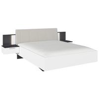 Set Kreveta I Noćnih Ormarića Caspio - bijela/siva, Konvencionalno, drvni materijal/tekstil (160/200cm) - Premium Living