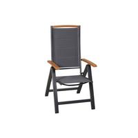 Gartenklappsessel Tino Graphitfarben - Graphitfarben/Grau, KONVENTIONELL, Textil/Metall (60/117/70cm) - Gardenson