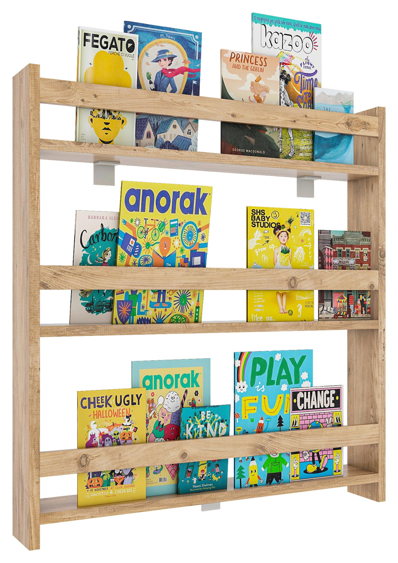 Regal Kidos, Hrast - medeni hrast, Moderno, leseni material (70/80/10cm) - MID.YOU