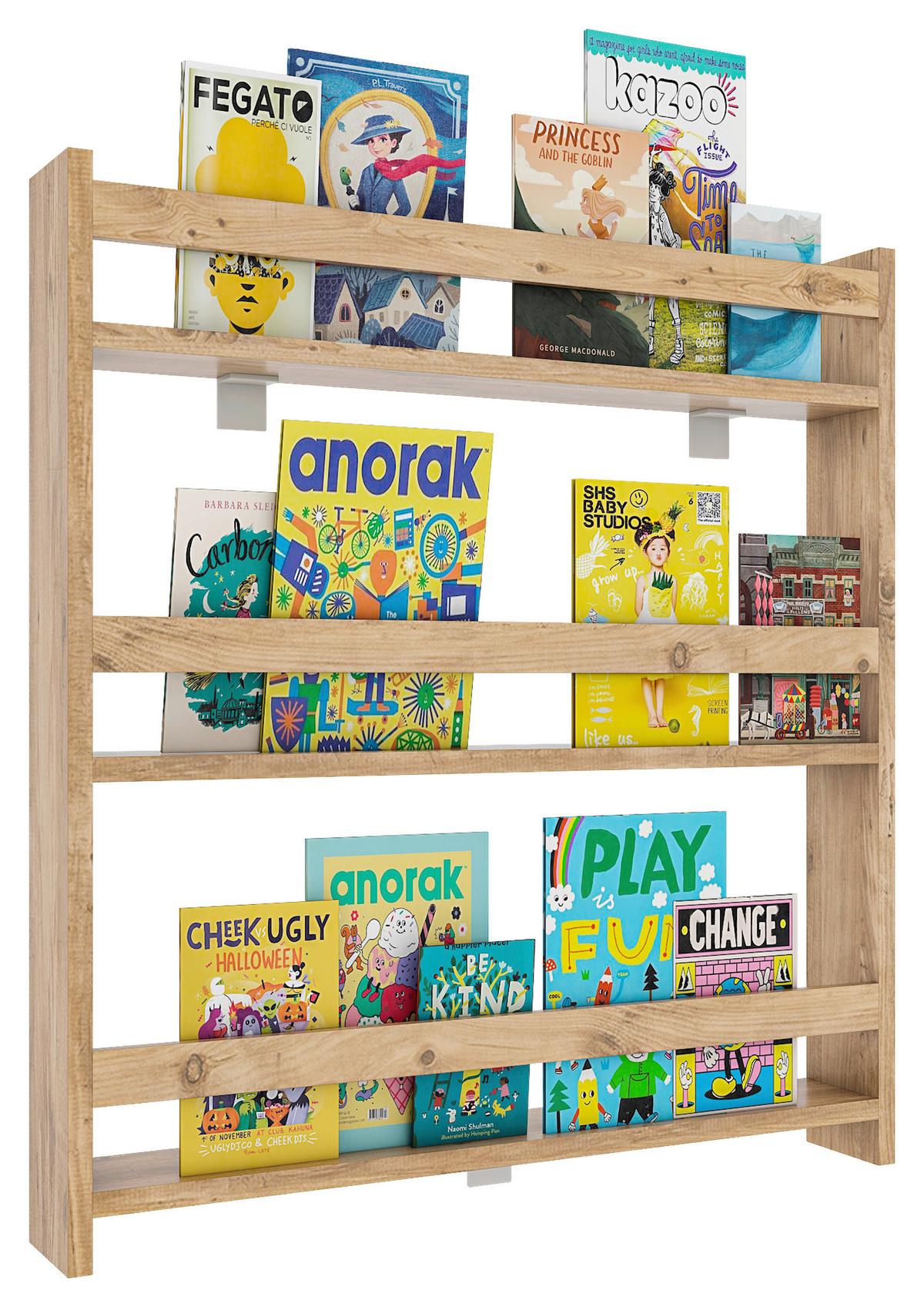 Regal Kidos, Hrast - medeni hrast, Moderno, leseni material (70/80/10cm) - MID.YOU