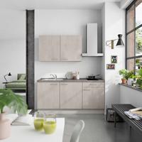 Küchenblock Riva Low m. Geräten Grau - Schieferfarben/Edelstahlfarben, MODERN, Holzwerkstoff/Metall (180cm) - Nobilia