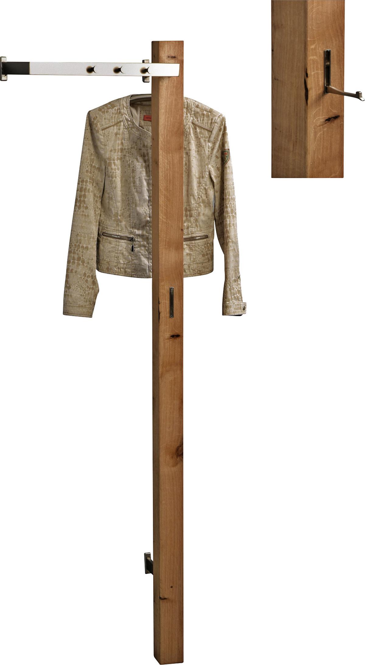 Stenski Obešalnik Santiago - barve nerjavečega jekla/barve hrasta, Konvencionalno, kovina/les (48/190/35cm) - Mömax