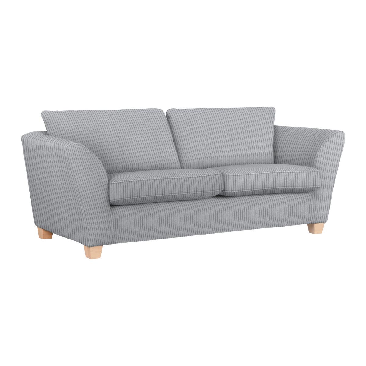 3-Sitzer-Sofa Devado Hellgrau Cord - Hellgrau/Naturfarben, Holz/Textil (216/70-85/95cm) - Mömax