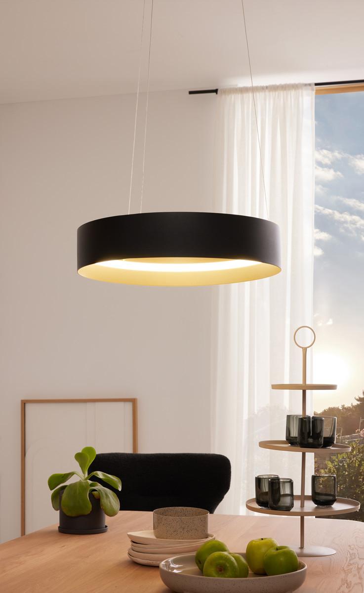 LAMPA WISZĄCA LED MR34461132 LOOP - czarny/kolor złoty, Design, metal (50/150cm) - Musterring