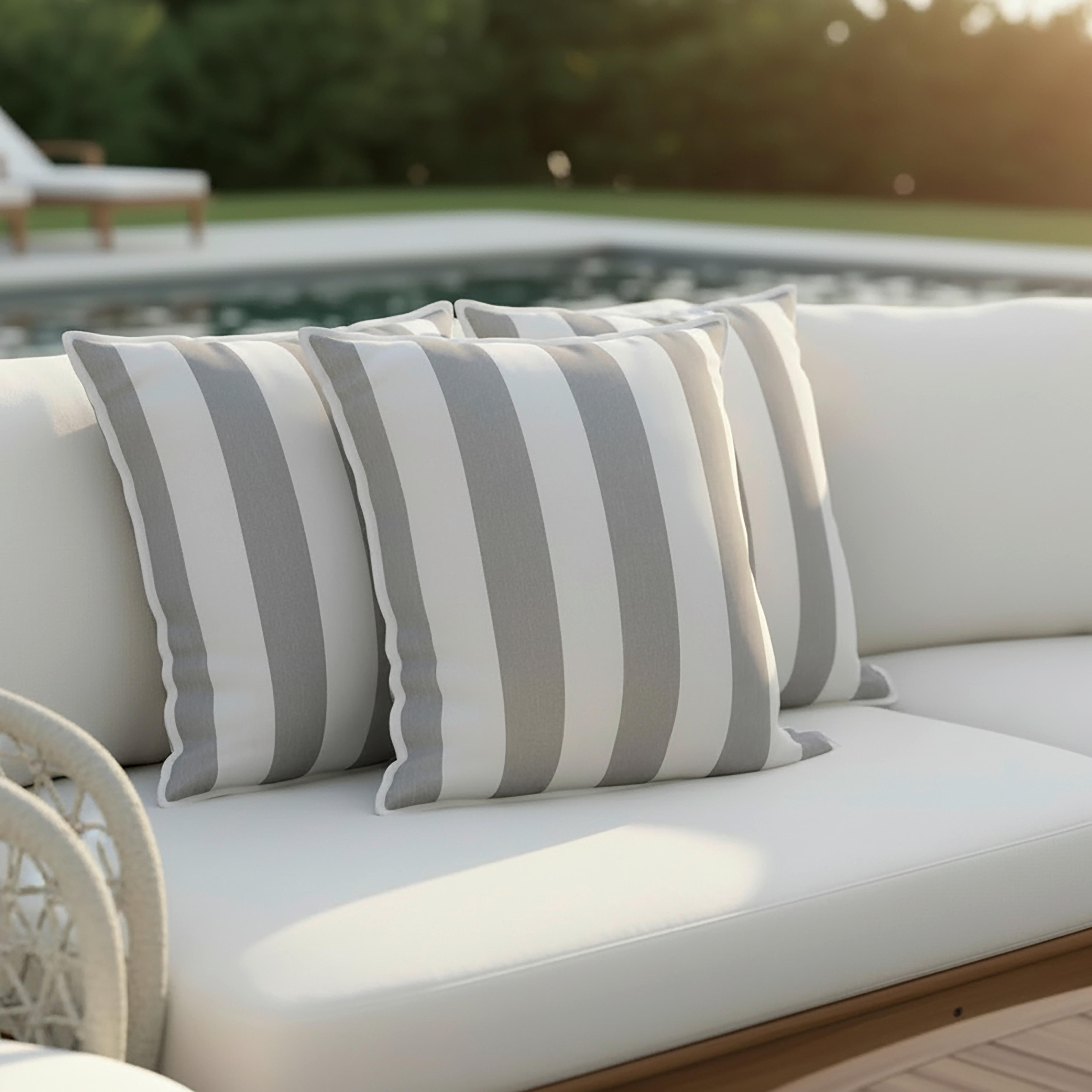 Outdoorkissen Magda Grau/Weiß ca.45x45 cm - Grau, MODERN, Textil (45/8/45cm) - Bessagi Garden